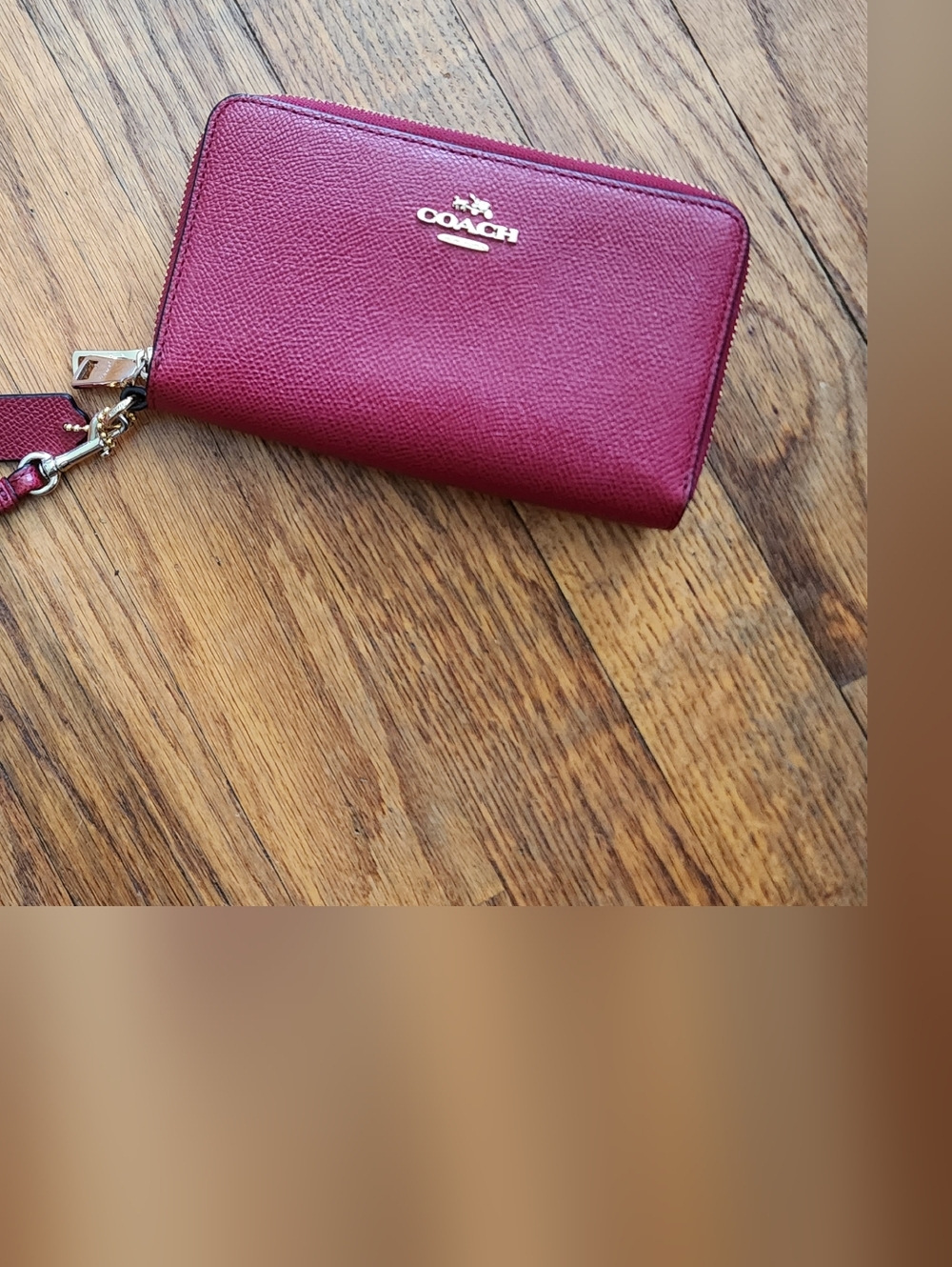 Coach Red Leather Double Zip Wristlet with Removable Strap